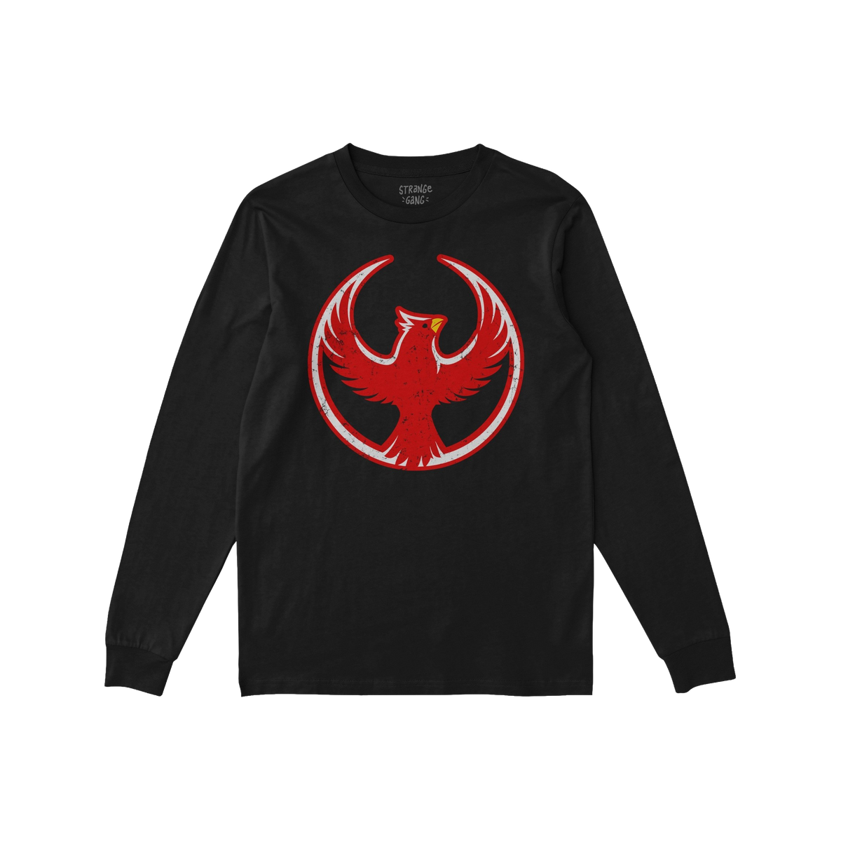 St. Louis Rebel Alliance T-shirt featuring a red cardinal graphic, symbolizing resistance and equality, on a black long-sleev