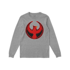 Heather-gray Northern Cardinal Rebel Alliance T-shirt featuring a distressed red phoenix emblem with outstretched wings on th