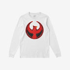 St. Louis Rebel Alliance T-shirt featuring a distressed, circular emblem with a red phoenix on the chest, symbolizing resistance and equality, ideal for protest wear and supporting immigrant rights.