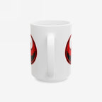 St. Louis Rebel Alliance Mug showcasing a centered handle with a red-and-black phoenix emblem on each side, symbolizing anti-fascism and equality, perfect for those supporting immigrant rights and STL pride.