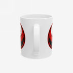 St. Louis Rebel Alliance Mug featuring a bold red-and-black phoenix emblem, symbolizing anti-fascist protest and equality, on a white ceramic base. Ideal for activists supporting immigrant rights.