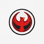 Northern Cardinal Rebel Alliance Patch features a bold red phoenix-like cardinal with uplifted wings, set within a black-bordered circle. Ideal for making a statement on jackets or bags.