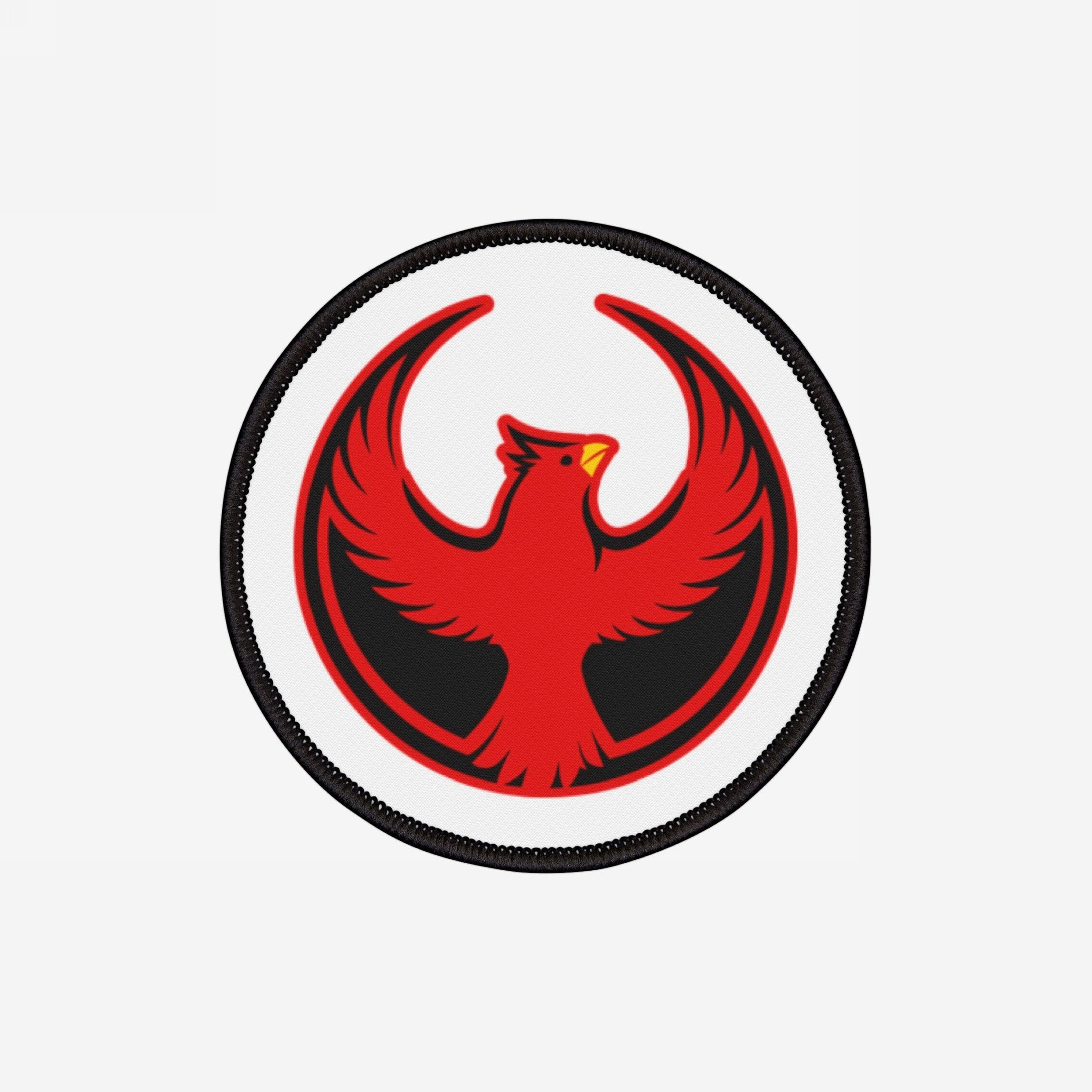 Northern Cardinal Rebel Alliance Patch features a bold red phoenix-like cardinal with uplifted wings, set within a black-bordered circle. Ideal for making a statement on jackets or bags.