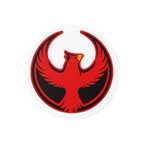 Northern Cardinal Rebel Alliance Sticker: A bold red cardinal with wings raised, encased in a circle, symbolizing defiance an