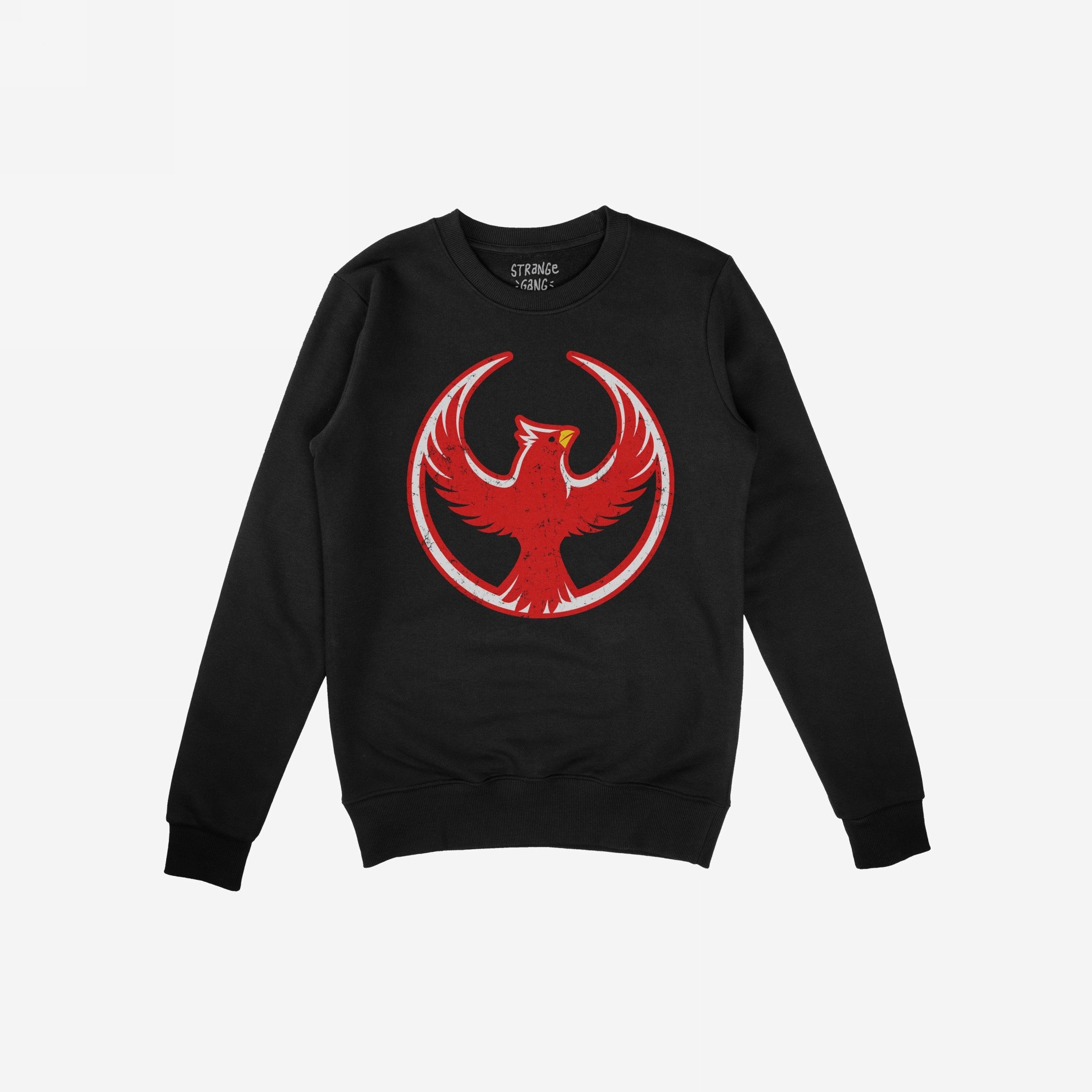 Black St. Louis Rebel Alliance Hoodie & Sweatshirt featuring a bold red phoenix in a circular emblem, symbolizing defiance and equality, ideal for cold nights and activism support.