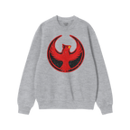 Northern Cardinal Rebel Alliance crewneck sweatshirt featuring a bold red phoenix graphic within a circular border on the che