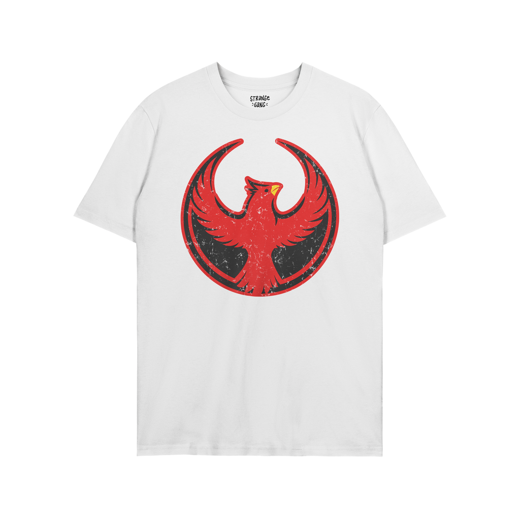 St. Louis Rebel Alliance T-shirt featuring a red phoenix graphic in a circle, symbolizing resistance and equality. Ideal for 