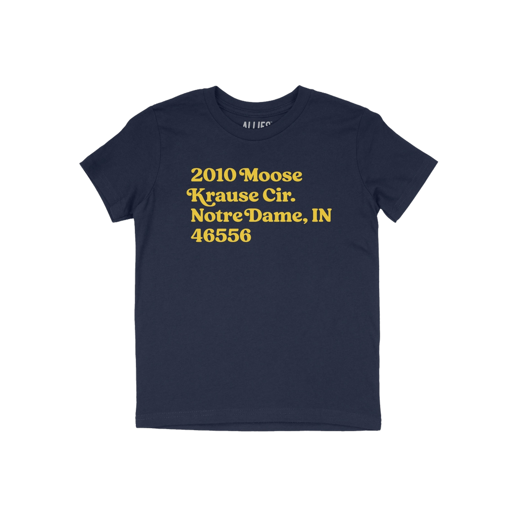 Notre Dame Football Stadium Address Kids T-shirt