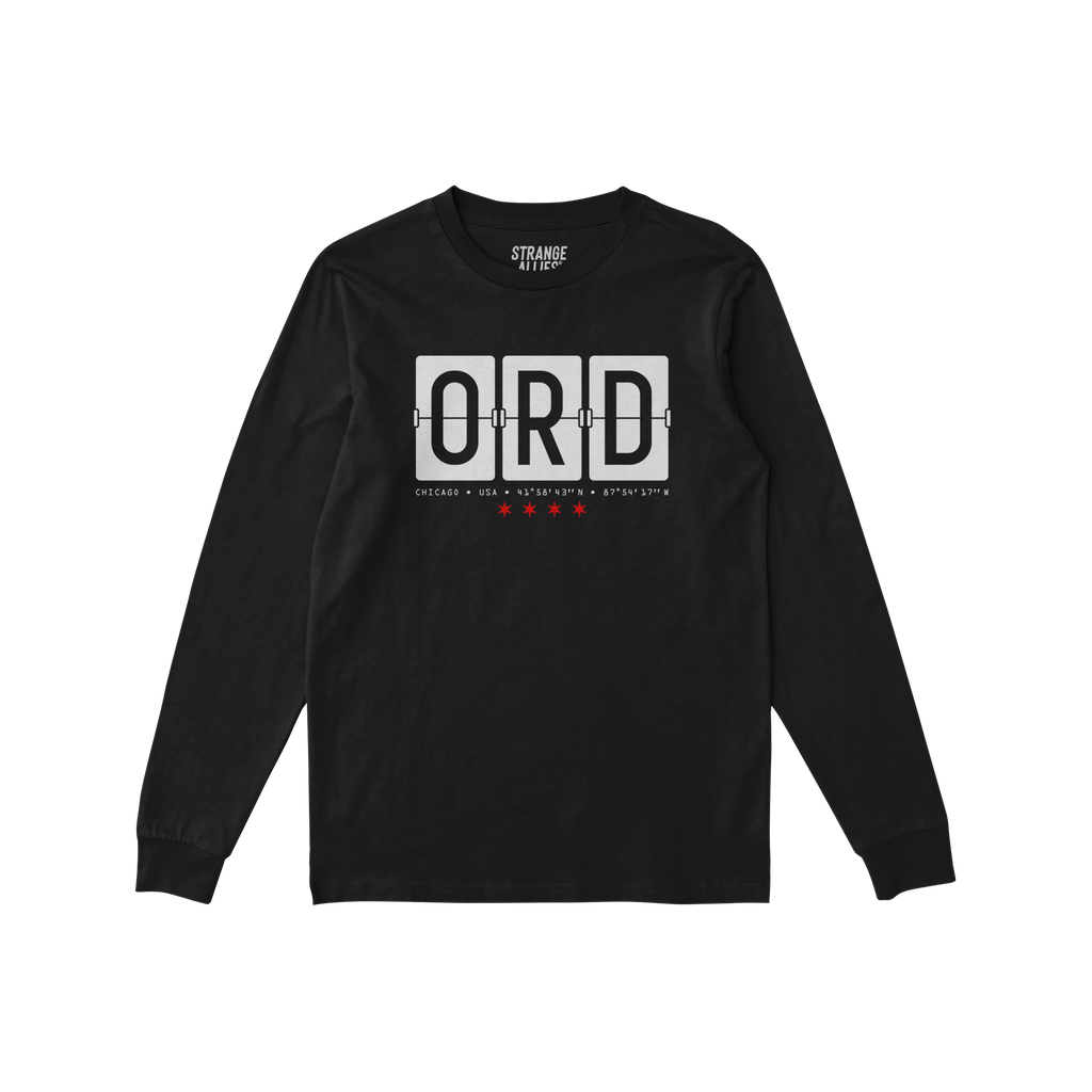 Chicago ORD O'Hare Airport Flipboard Long Sleeve T-shirt