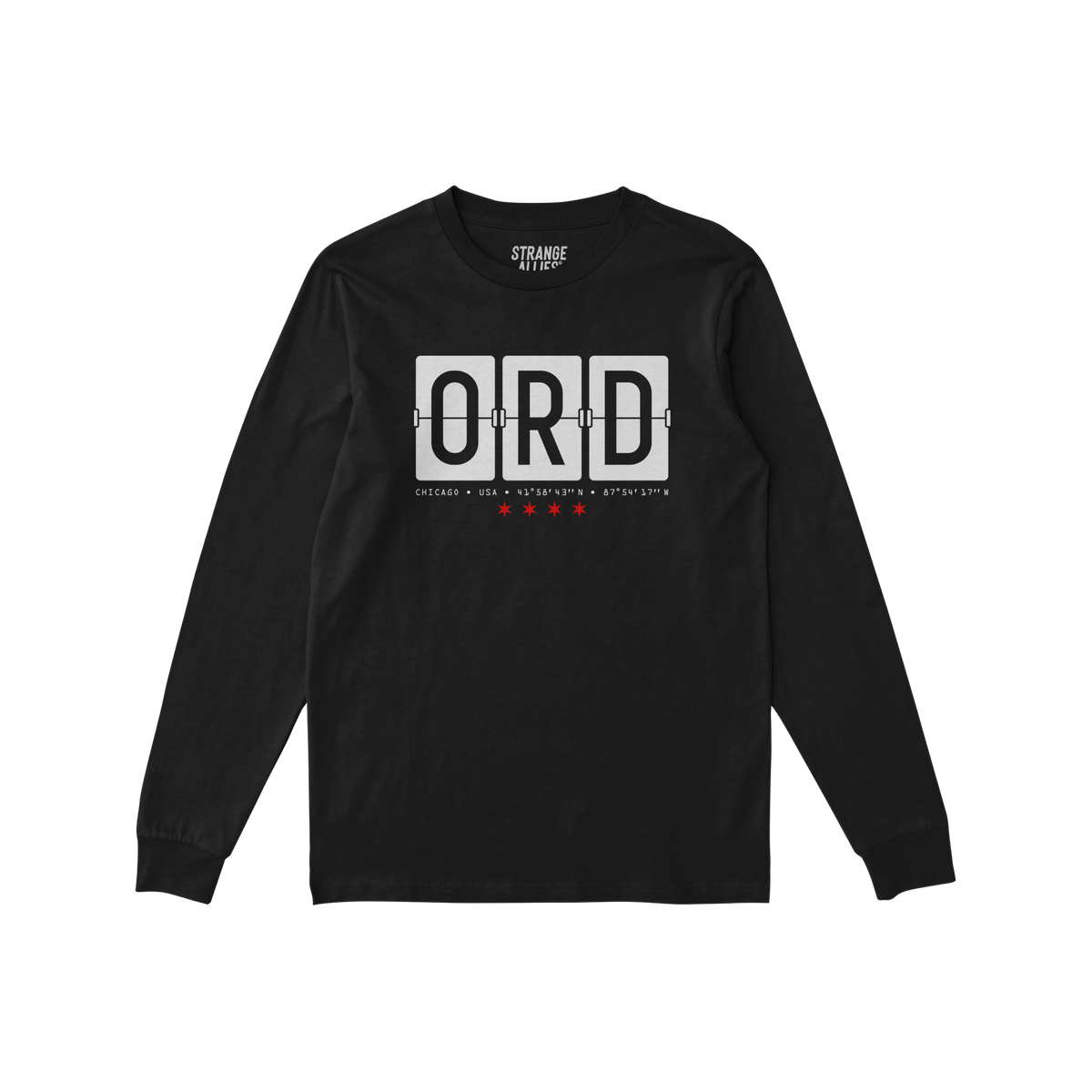 Chicago ORD O'Hare Airport Flipboard Long Sleeve T-shirt