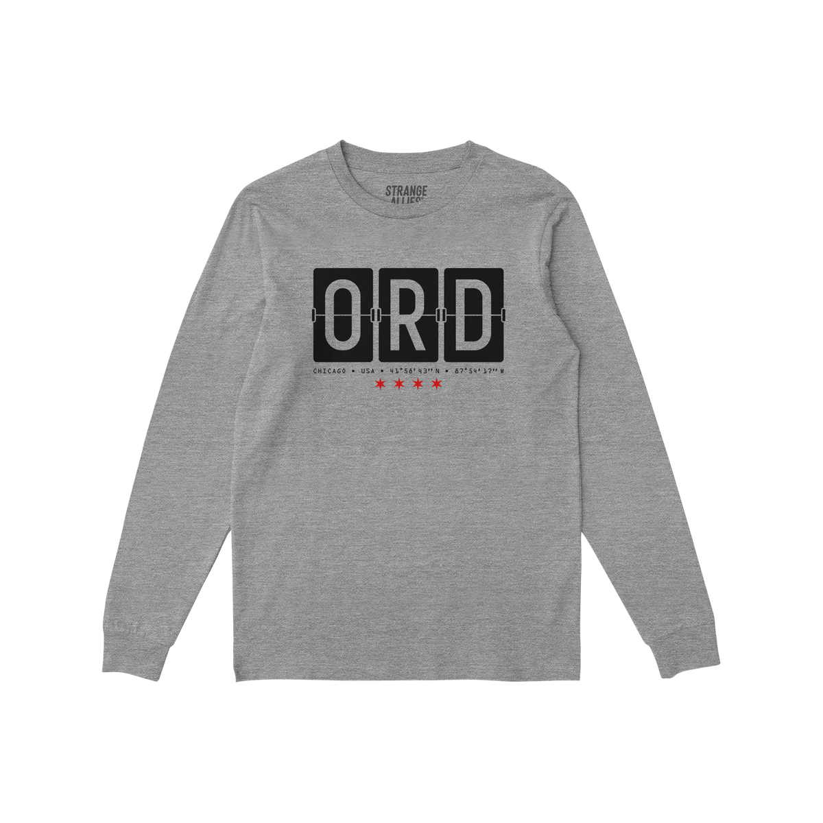 Chicago ORD O'Hare Airport Flipboard Long Sleeve T-shirt