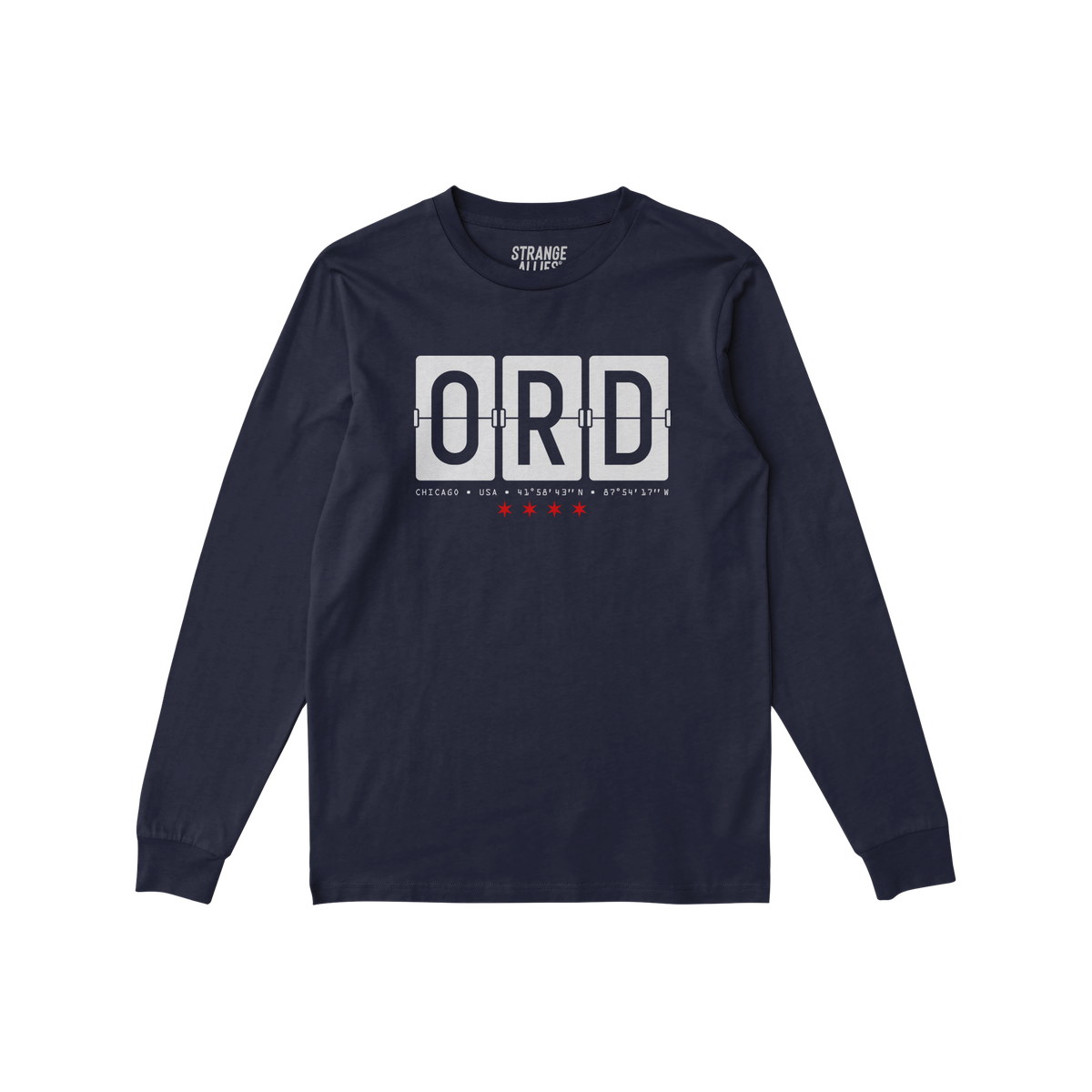 Chicago ORD O'Hare Airport Flipboard Long Sleeve T-shirt