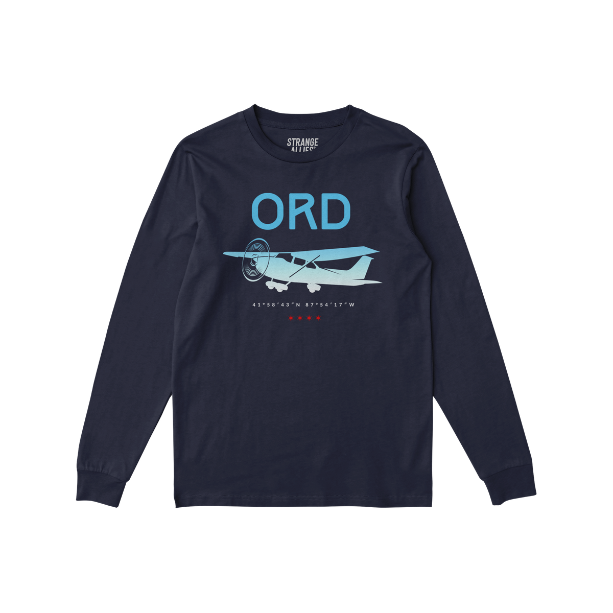 Chicago ORD O'Hare Airport Gradient Long Sleeve T-shirt