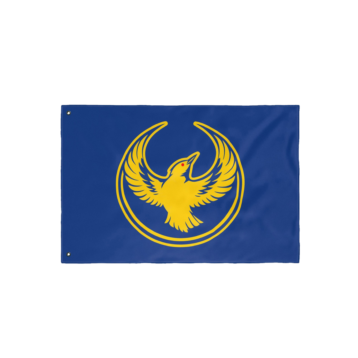 The Oregon Rebel Alliance Flag features a golden bird emblem, symbolizing solidarity and defiance, encircled by rings on a bl