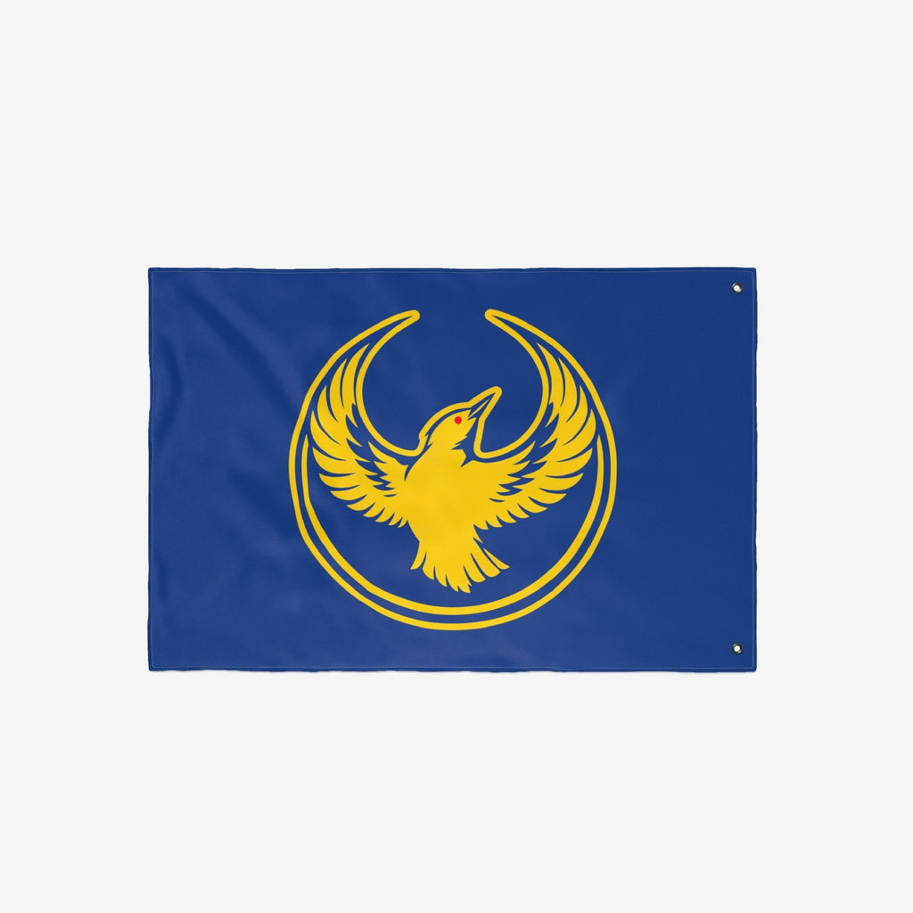 Oregon Rebel Alliance Flag featuring a golden-yellow bird in flight, symbolizing solidarity and defiance, enclosed by arcs. Perfect for displaying political beliefs and supporting equality.