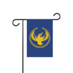 Oregon Rebel Alliance Garden Flag featuring a stylized golden-yellow bird, symbolizing equality and resistance, on a blue bac