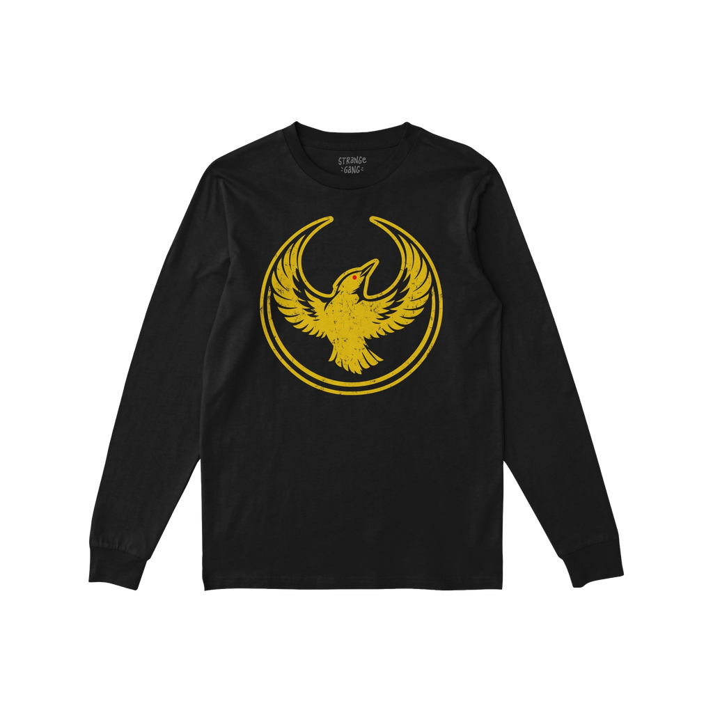 The Oregon Rebel Alliance T-shirt features a distressed gold phoenix graphic on a black, long-sleeve design, symbolizing resi