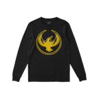 The Oregon Rebel Alliance T-shirt features a distressed gold phoenix graphic on a black, long-sleeve design, symbolizing resi