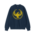 Navy-blue Oregon Rebel Alliance Hoodie & Sweatshirt featuring a distressed yellow bird graphic, symbolizing protest and solid