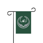 Philly Rebel Alliance Garden Flag on a black metal stand, featuring a bold eagle emblem with arched wings, symbolizing resist