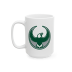 Philly Rebel Alliance Mug featuring a dark green and gray eagle emblem with raised wings, symbolizing anti-fascist unity and 