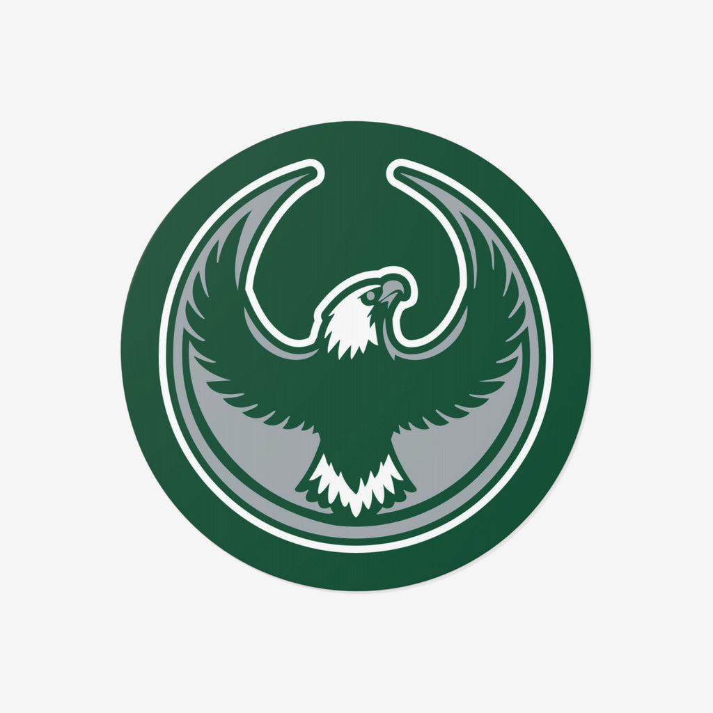 Philly Rebel Alliance Sticker featuring a stylized eagle with outstretched wings, enclosed in a green ring. Ideal for supporting immigrant rights and equality on various surfaces, available in two sizes.