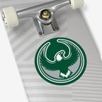 Philly Rebel Alliance Sticker featuring a stylized eagle with outstretched wings on a skateboard deck, symbolizing anti-fascist and pro-immigrant values. Available in 3 x 3 and 5 x 5 sizes.