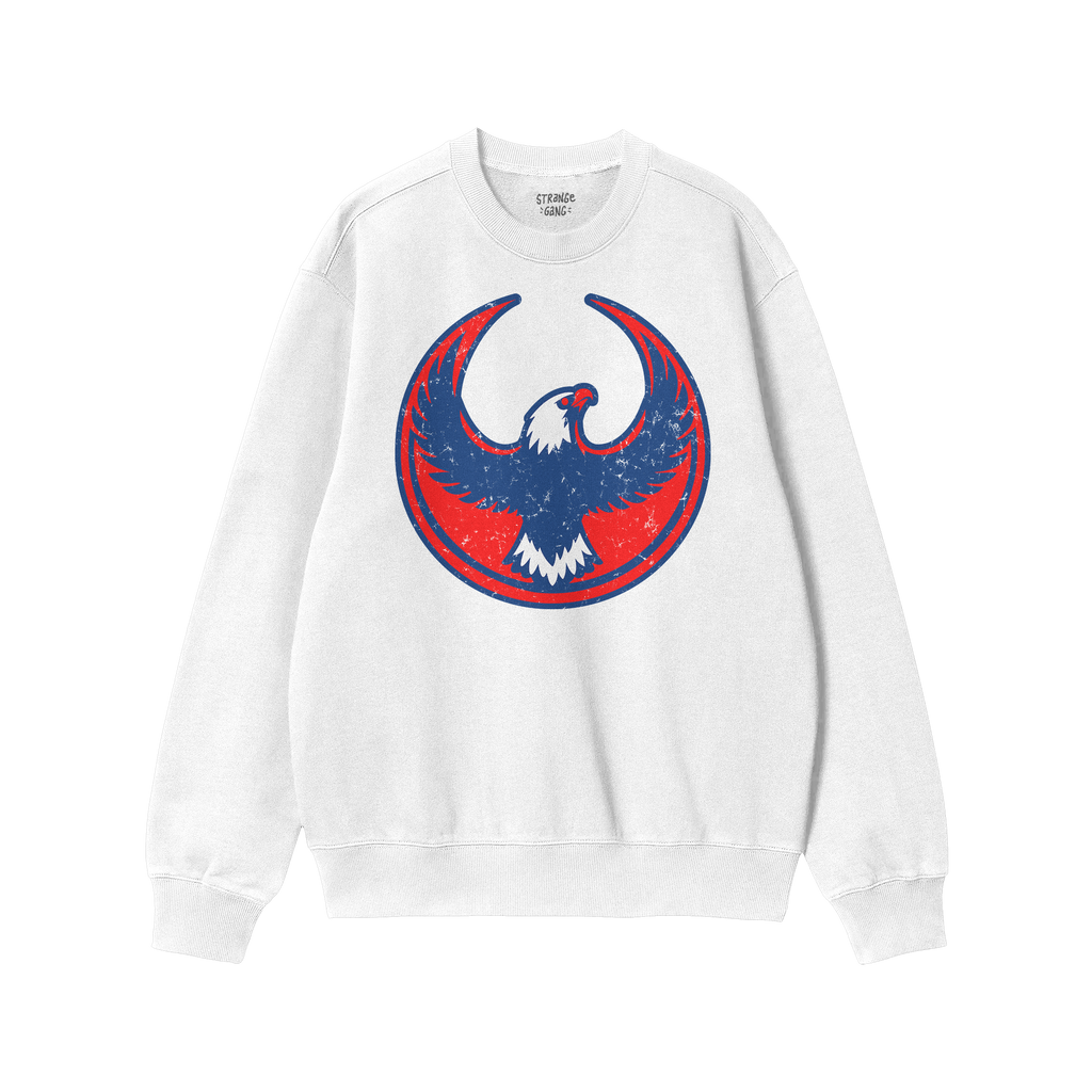 Philly Rebel Alliance Hoodie & Sweatshirt featuring a distressed eagle emblem in blue and red, symbolizing anti-fascist value