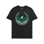 Philly Rebel Alliance T-shirt featuring a bold eagle graphic within a circular emblem on the front, embodying anti-fascist an