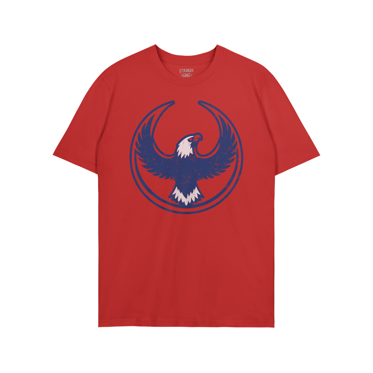Philly Rebel Alliance T-shirt showcasing a vintage-style graphic of a stylized bald eagle within a circular outline on the fr