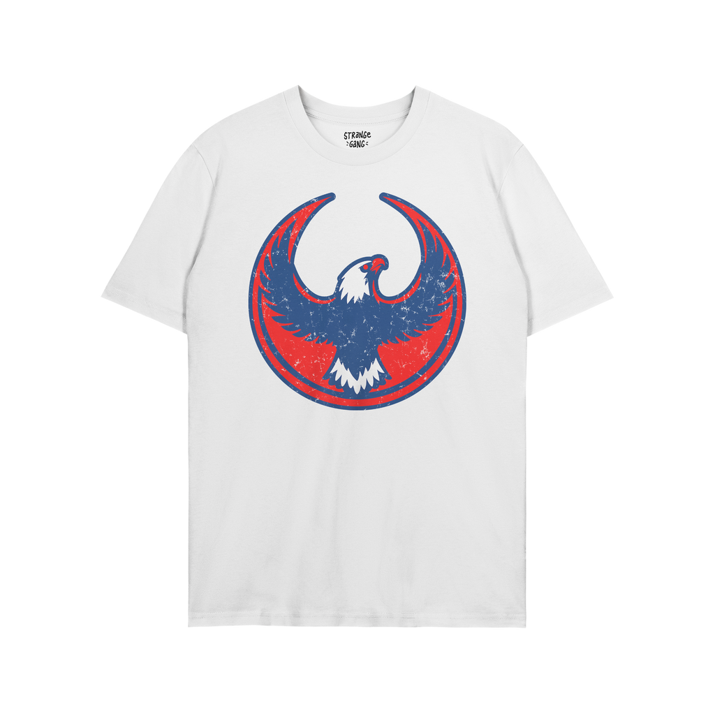 Philly Rebel Alliance T-shirt featuring a stylized eagle graphic on the chest, symbolizing the fight for immigrant rights and