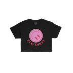 The Play Dirty Women's Baby Tee features a bold pink circle with red ovals and PLAY DIRTY in red, embodying a flirty, edgy st