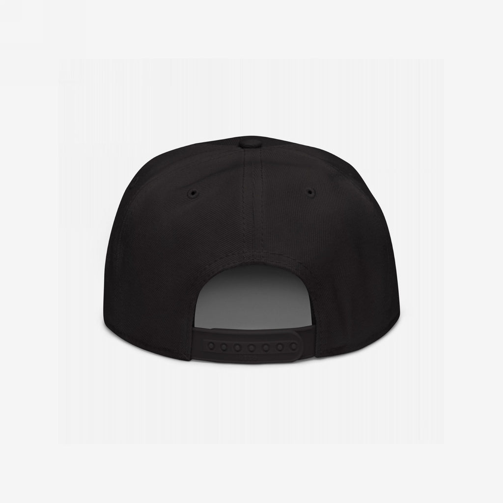 Back view of the Radical Left Classic Hat, a black baseball-style cap featuring a snap-closure adjustment strap, embodying a bold, progressive statement with irony and style.