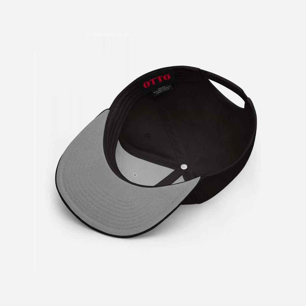 Inside view of the Radical Left Classic Hat, featuring a black crown, gray brim underside, and “OTTO” label. Ideal for those embracing progressive identities with style and irony.