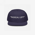Radical Left Classic Hat: A dark navy snapback cap with RADICAL LEFT embroidered in white on the front, blending irony with style for those embracing progressive values.