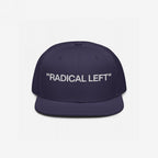 Radical Left Classic Hat: A dark navy snapback cap with RADICAL LEFT embroidered in white on the front, blending irony with style for those embracing progressive values.