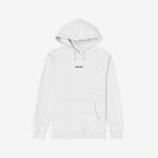Snacks Hoodie & Sweatshirt: A plain white pullover with 'SNACKS' in black uppercase letters, featuring a kangaroo pocket and drawstring hood, embodying minimalist style and subtle statement.