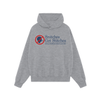 Light-gray Snitches Get Stitches Shirt hoodie with a humorous warning slogan and graphic, featuring a kangaroo pocket and dra