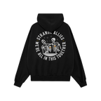 Social Club Hoodie & Sweatshirt features a back design with skeletons clinking beer mugs, surrounded by the text “STRANGE A