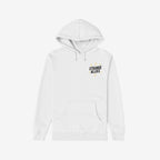 Social Club Hoodie featuring STRANGE ALLIES on the chest, adorned with gold star sparkles and a cozy kangaroo pocket, embodying a playful, supportive vibe.