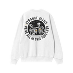 Social Club Hoodie & Sweatshirt featuring two skeletons clinking beer mugs in a hot-tub, encircled by the slogan “WE’RE A