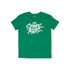 Strange Allies Handstyle T-shirt featuring a bold, graffiti-style logo STRANGE ALLIES with a halo graphic, embodying defiant