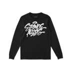 Strange Allies Handstyle T-shirt features a bold, graffiti-style STRANGE ALLIES logo on a black, long-sleeved shirt, embodyin