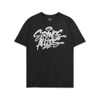 Strange Allies Handstyle T-shirt features a graffiti-style logo with hand-sprayed drips, embodying bold self-expression for t
