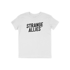 Strange Allies T-shirt featuring bold STRANGE ALLIES text across the chest, symbolizing unity and individuality. This short-s