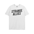 Strange Allies T-shirt featuring bold STRANGE ALLIES™ text across the chest, embodies a statement of individuality and incl