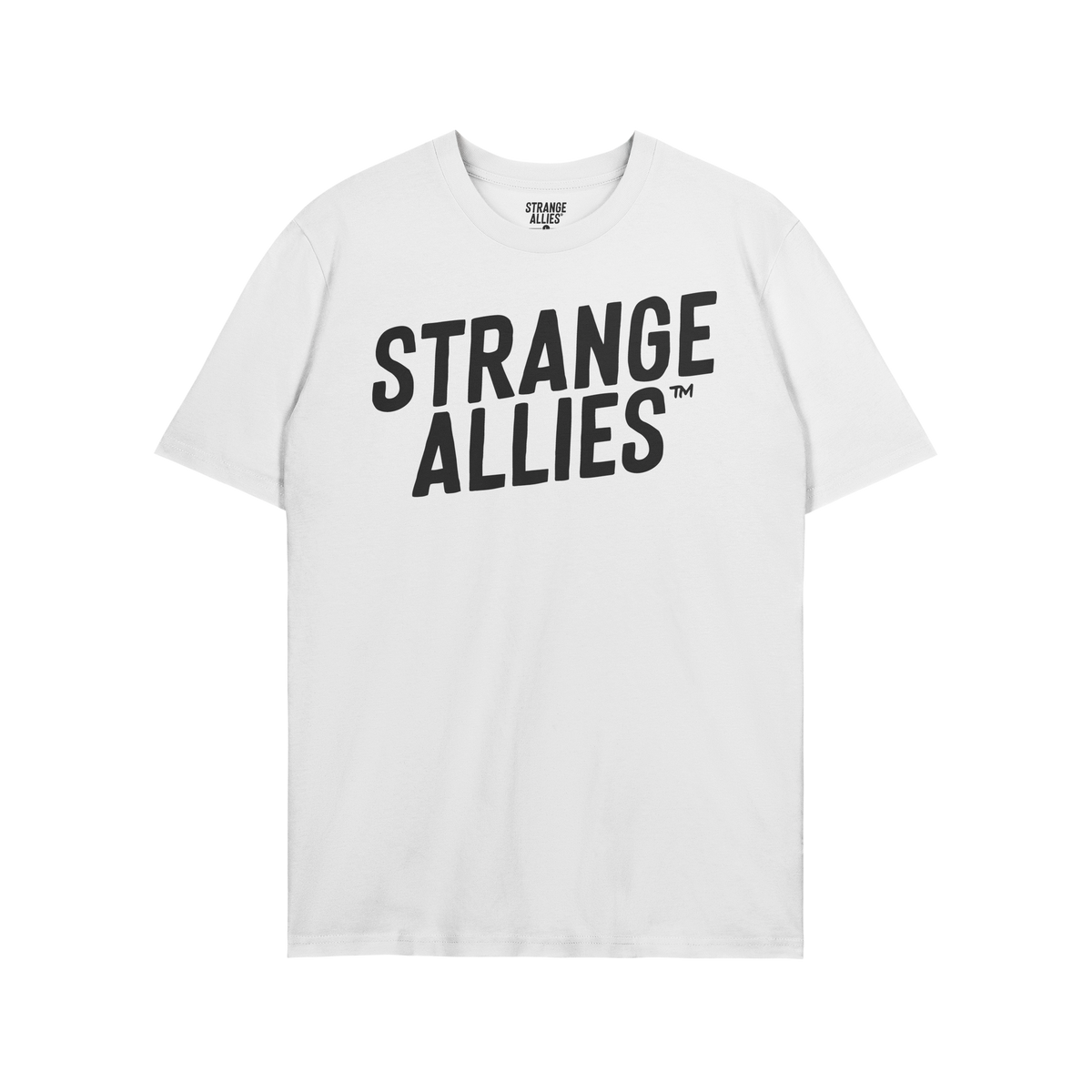 Strange Allies T-shirt featuring bold STRANGE ALLIES™ text across the chest, embodies a statement of individuality and incl