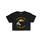 Say Hello Ukraine Women's Baby Tee features a cartoon hand throwing a flaming Molotov cocktail with Russian text, symbolizing