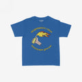 Say Hello Ukraine Women's Baby Tee featuring a cartoonish hand with a flaming Molotov cocktail and Russian slogan, symbolizing resistance and support for Ukraine's freedom. Ideal for those championing democracy.