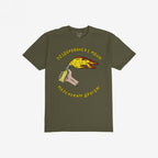 Say Hello Ukraine Shirt featuring a cartoonish graphic of a hand holding a flaming Molotov cocktail with Russian text, symbolizing defiance against authoritarianism and solidarity with Ukraine's resistance.